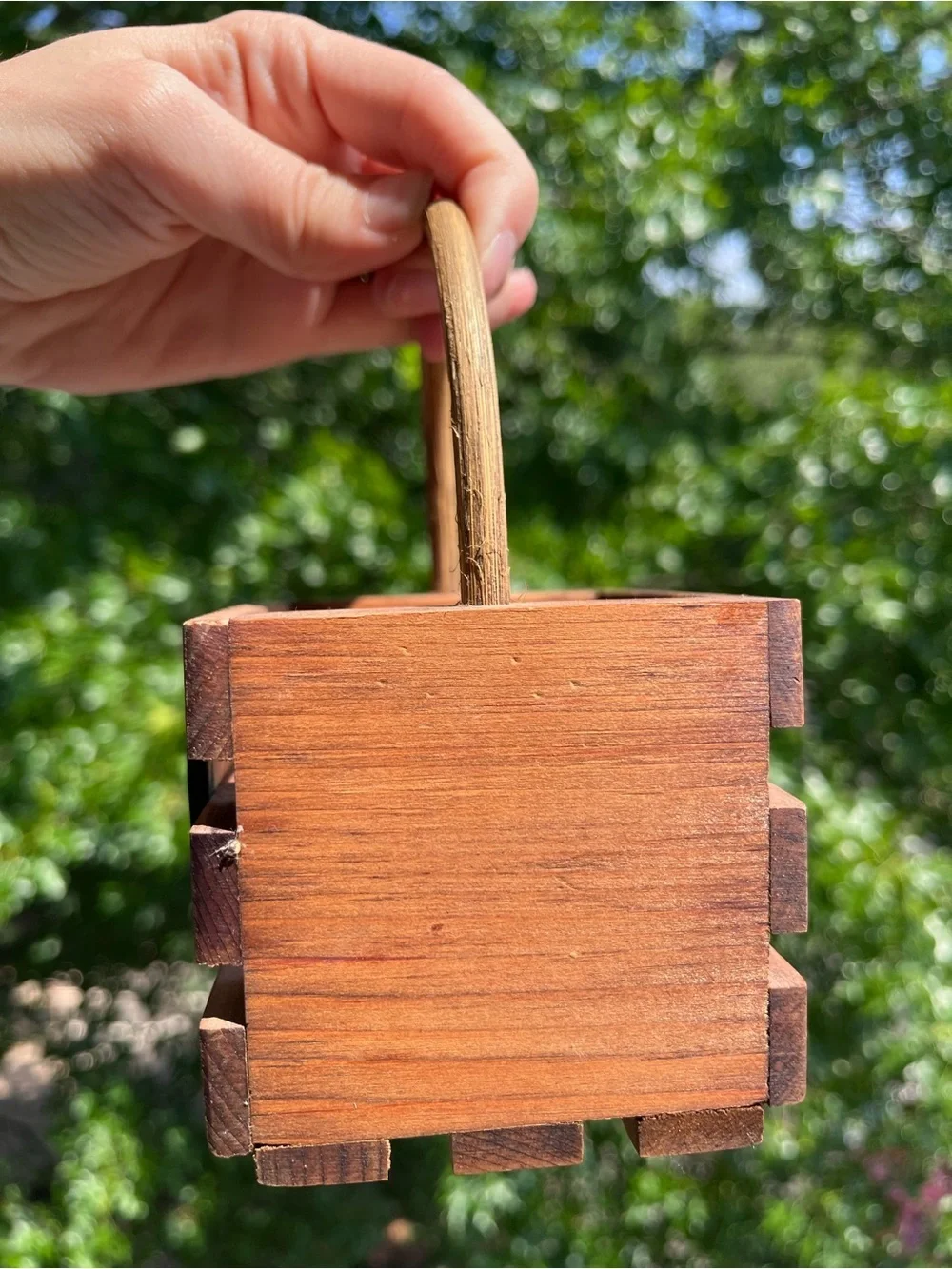 Vtg Handmade Watermelon Wooden Slat Basket Farmhouse Kitchen Home Decor 5”x3”